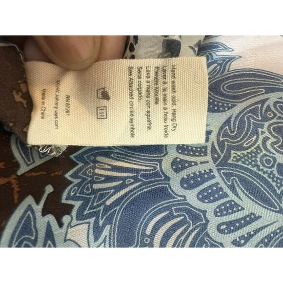 Johnny Was 100% Silk Floral Patch Lagenlook Hippie Boho Maxi Dress Size Large - Picture 14 of 16